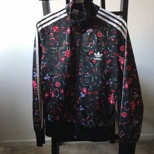 Floral Adidas track jacket size M